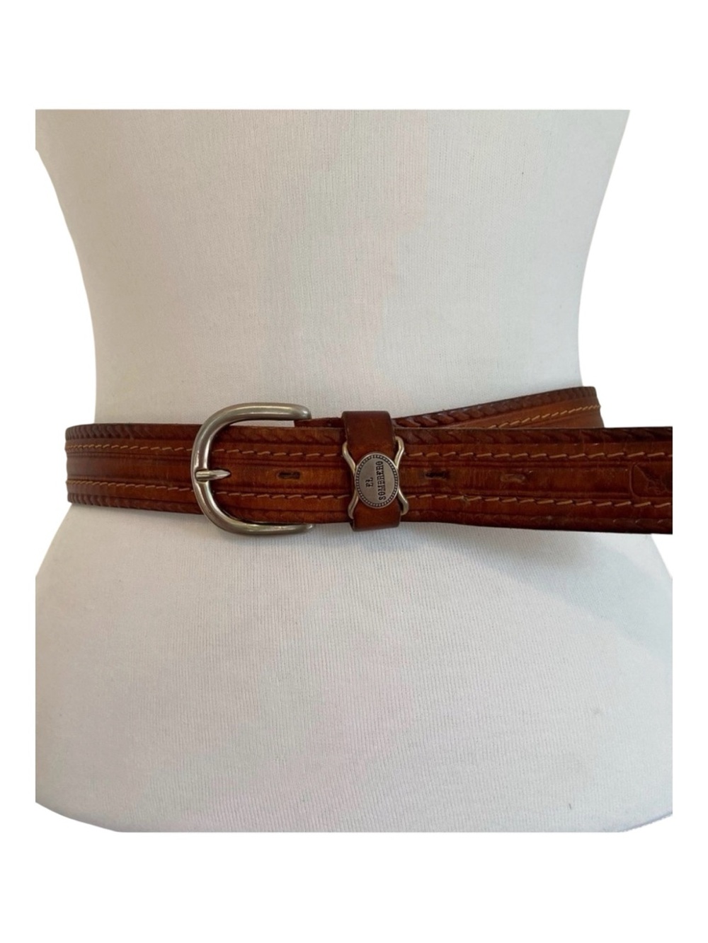 Alberto Corsi El Sombrero Italian Leather Western Cowboy Belt Brown Size 38 west